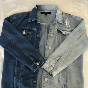 two toned oversized denim jacket